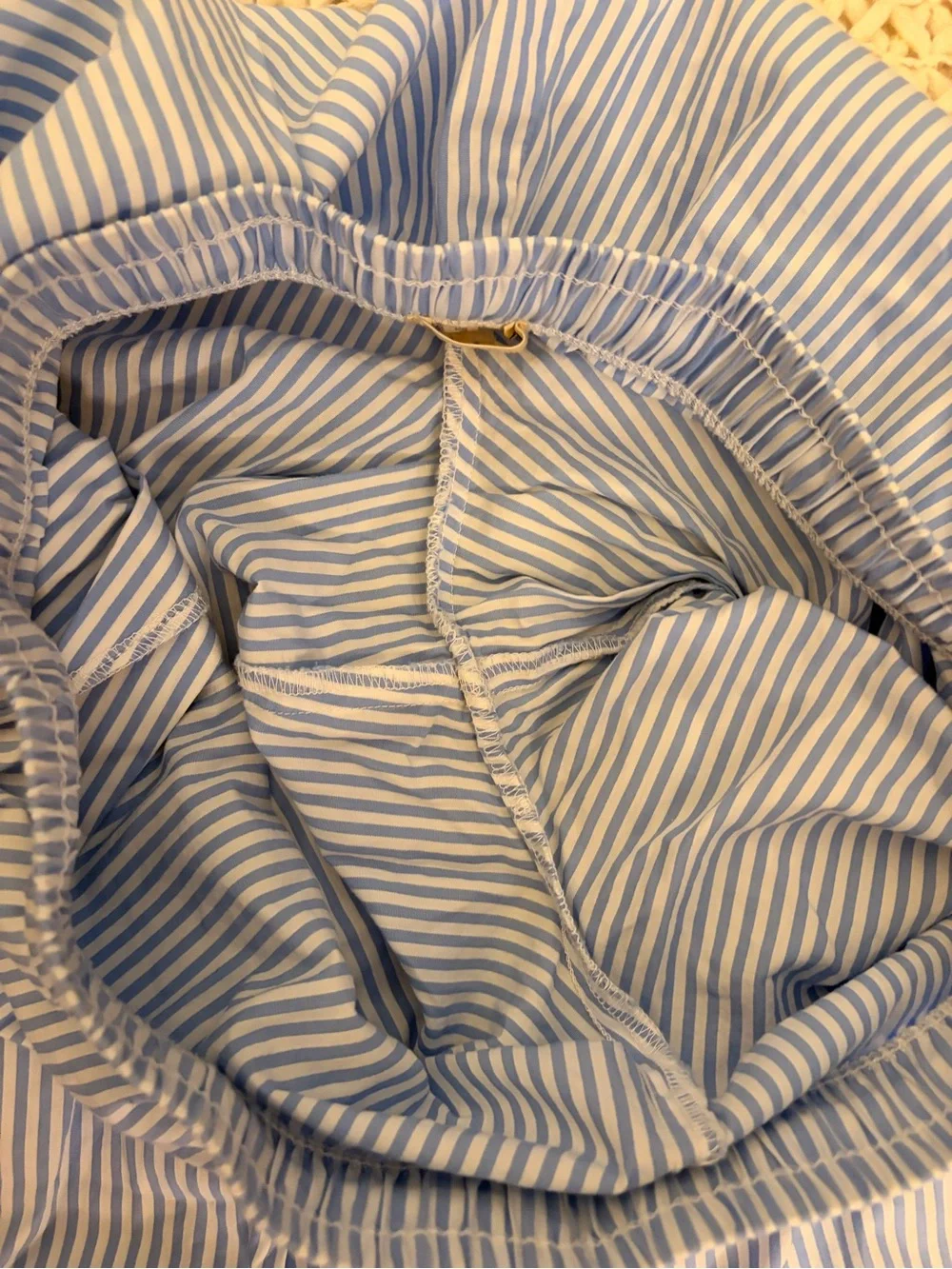 DONNI 100% Cotton Blue White Striped Pop Drawstring Pants Medium - Picture 4 of 6